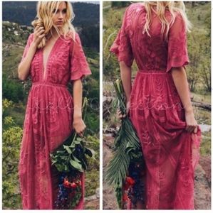 Honey Punch Raspberry Lace Maxi